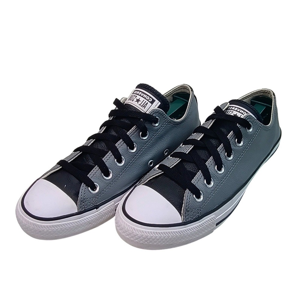 Converse Chuck‎ Taylor All Star Low Top Grey Black Leather Sneakers Womens 8.5